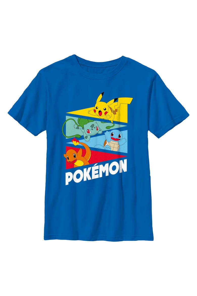 Boy's Pokemon Colorful Starters Banners  Graphic T-Shirt, Main, color, Royal Blue