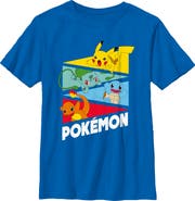POKEMON Boy's Pokemon Colorful Starters Banners Graphic T-Shirt
