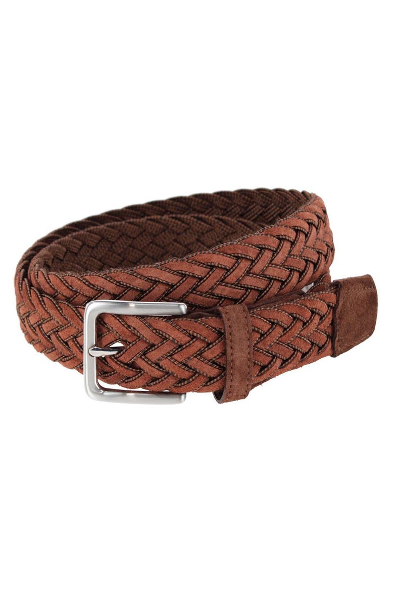 Big and Tall Apollo Italian Braided Suede Versatile Belt, Main, color, Light Brown