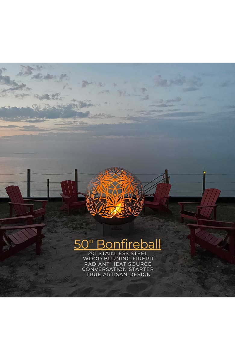 Bonfireball 50" Fire Pit Lotus Base & Cover, Alternate, color,