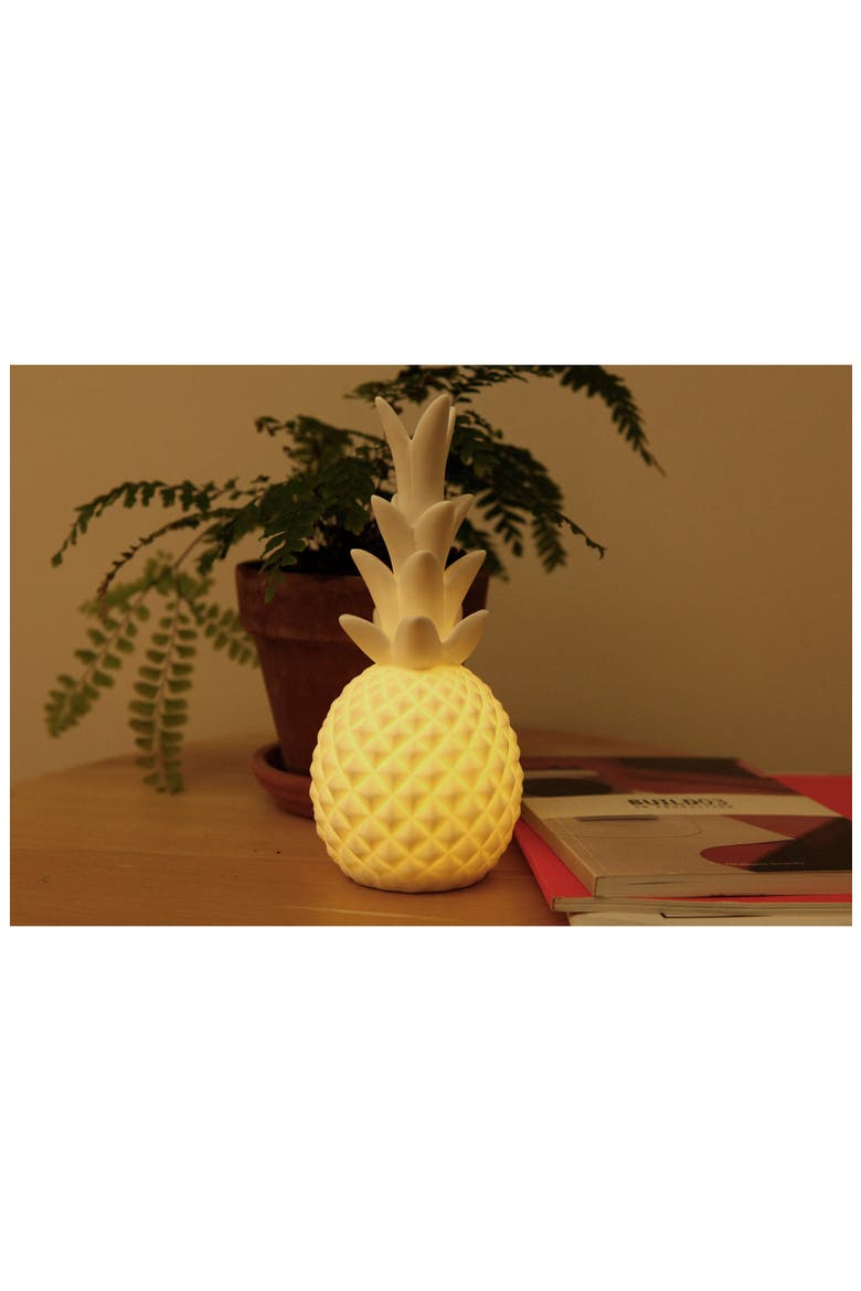 Pineapple LED Porcelain Lamp, Alternate, color, WHITE