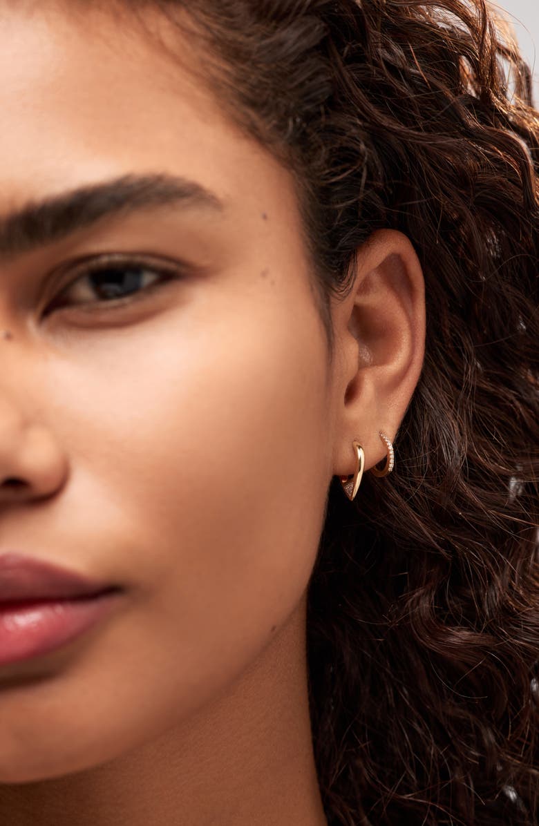 Ana Luisa Solid Yellow Gold - Trillion Diamond Hoops, Alternate, color, Gold