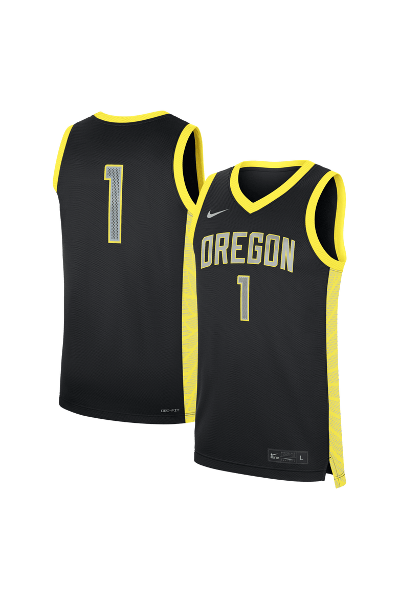 Men's Nike Black Oregon Ducks #1 Alternate Replica Basketball Jersey, Main, color, Black