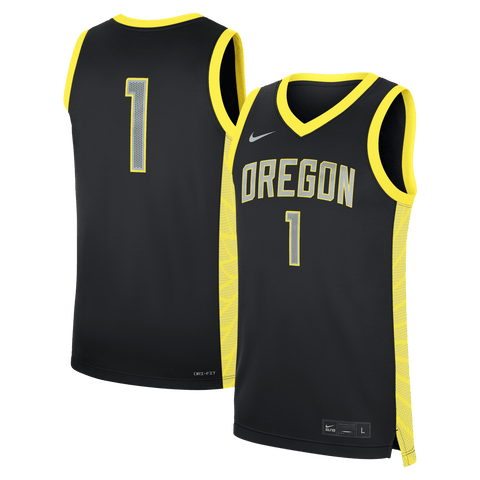 Men's Nike Black Oregon Ducks #1 Alternate Replica Basketball Jersey
