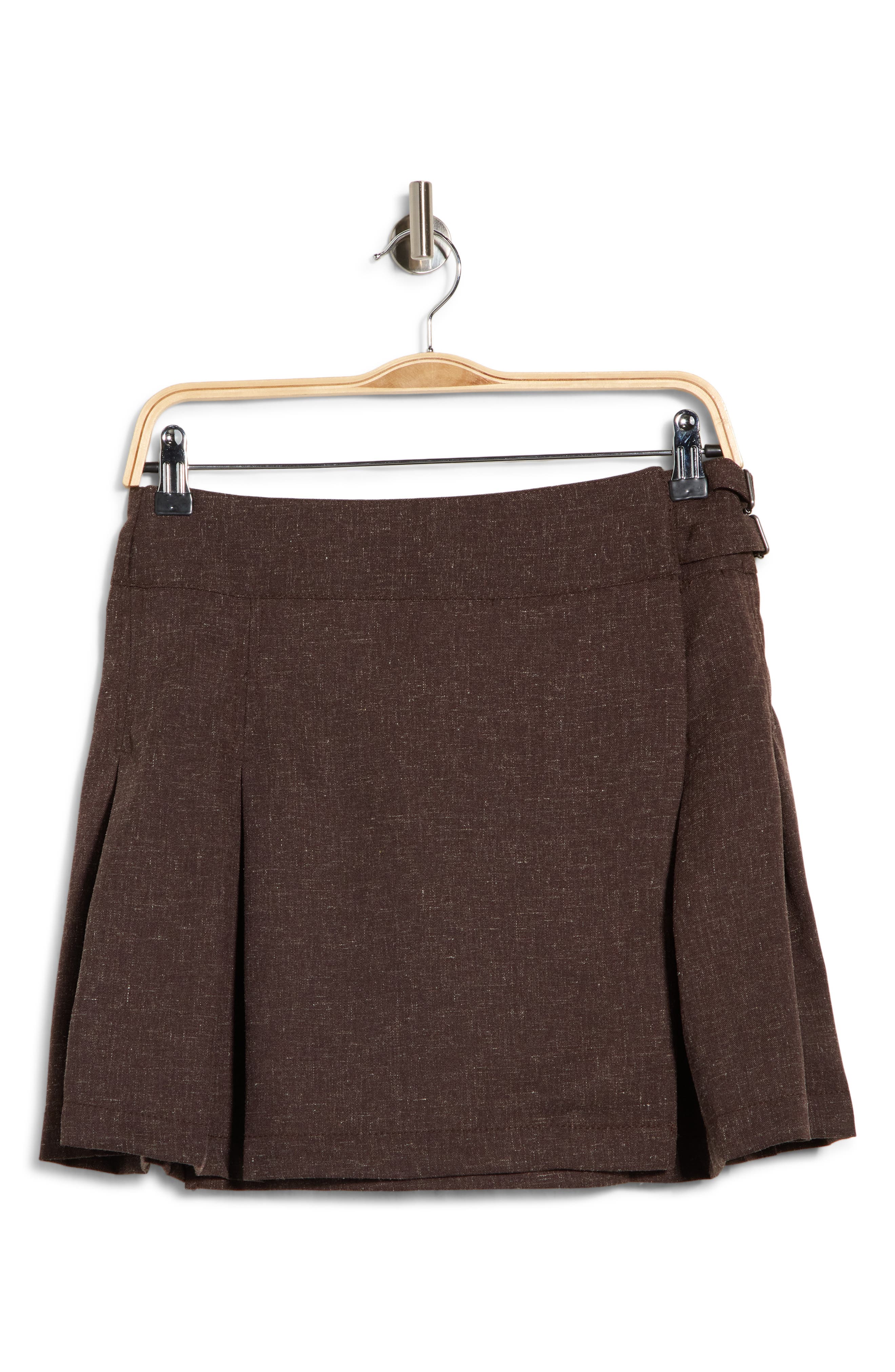 Buckle Wrap Pleated Miniskirt