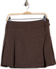 MAX STUDIO Buckle Wrap Pleated Miniskirt