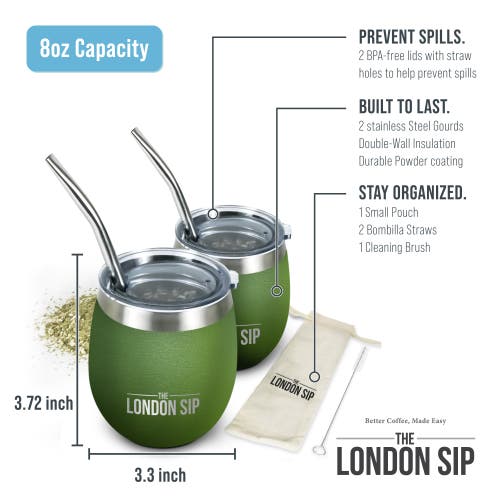 London Sip Yerba Mate Cup Set 8oz In Green