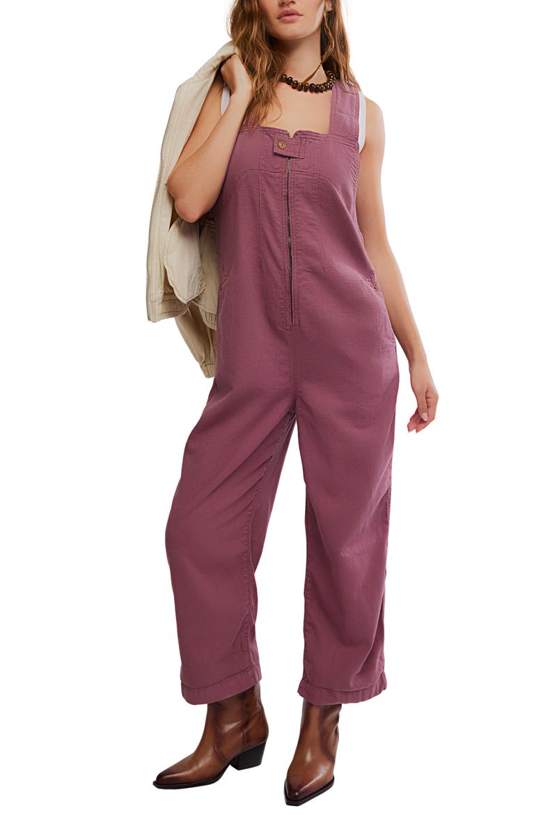Jude Denim Overalls, Alternate, color, ROSE BROWN