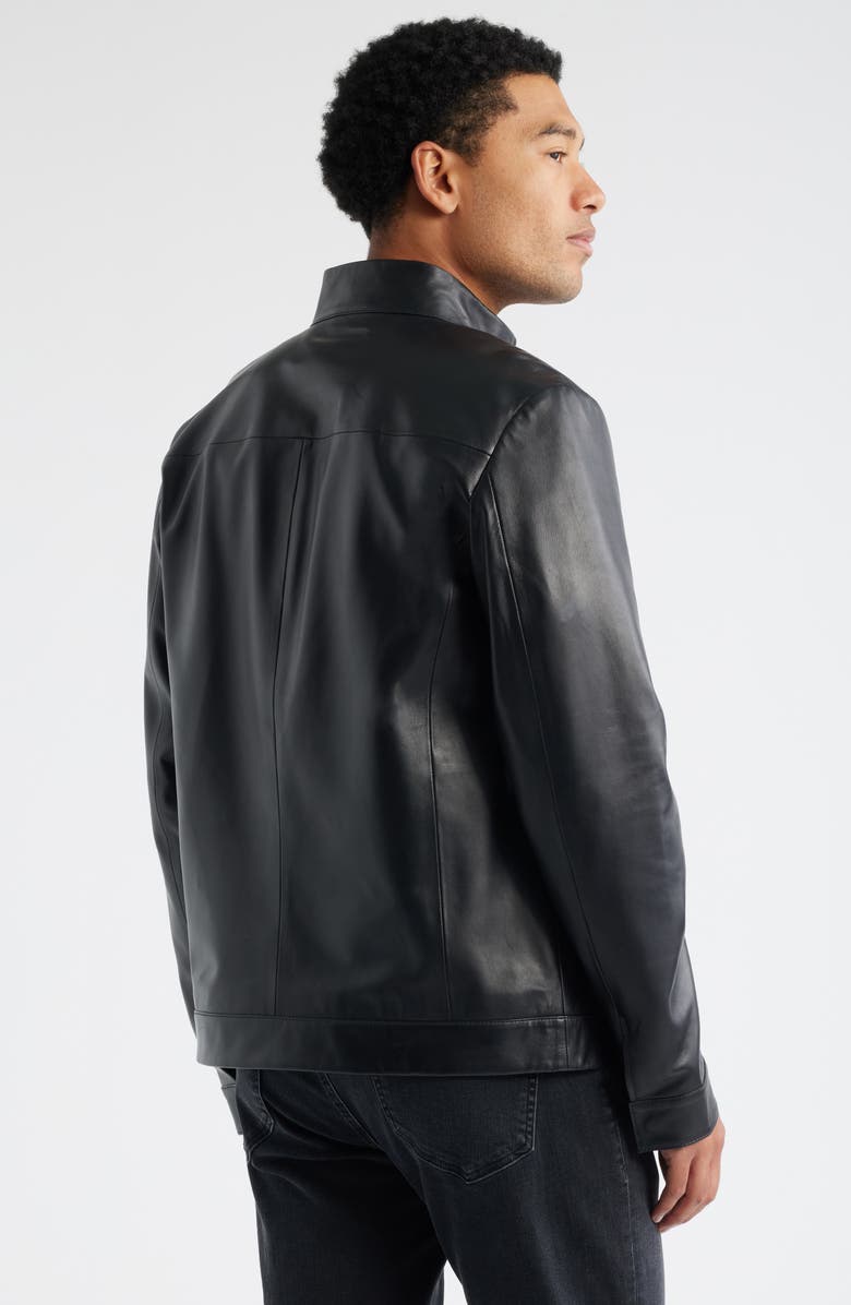 Nordstrom Stand Collar Leather Bomber Jacket, Alternate, color, Black