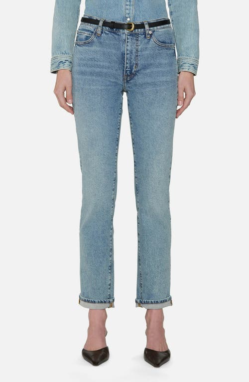Frame The Borrowed High Rise Ankle Slim Leg Jeans In Ricochet In Blue