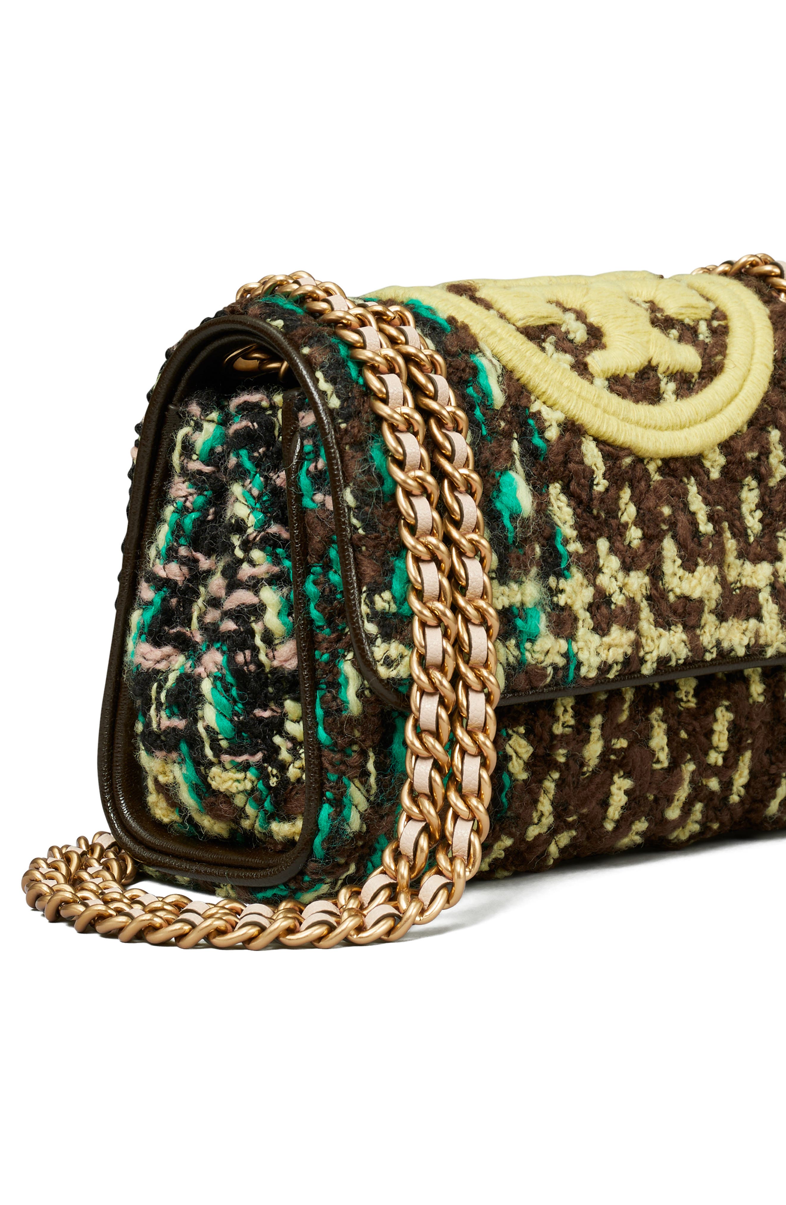 Tory Burch Small Fleming Tweed Wool Blend Convertible Shoulder Bag, Alternate, color, 