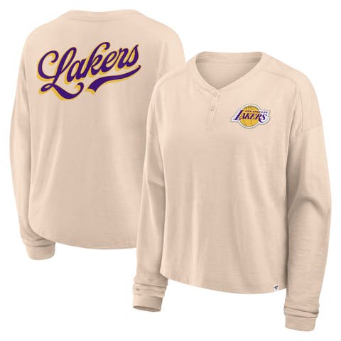 Women's Fanatics Natural Los Angeles Lakers Boxed Out Drop Fashion Long Sleeve T-Shirt