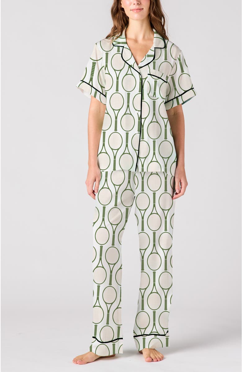 Katie Kime Tennis Time Pants Set, Main, color, Green