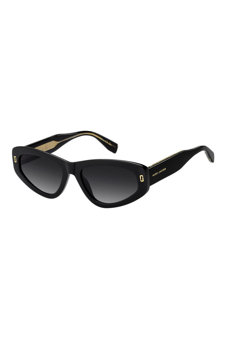 55mm Gradient Rectangular Sunglasses, Alternate, color, BLACK/ DARK GREY SF
