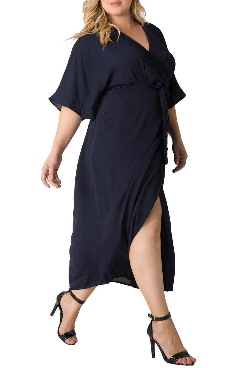 Short Sleeve Wrap Maxi Dress, Alternate, color, MIDNIGHT BLUE