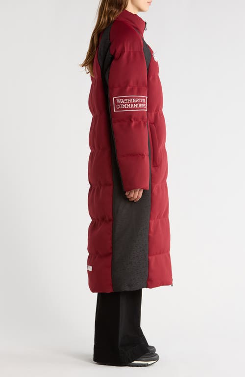 Off Season Nfl Team Water Repellent Long Puffer Coat In Burgundy
