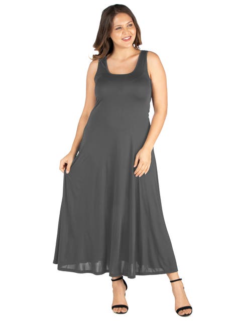 Plus Size Scoop Neck Tank A Line Maxi Dress