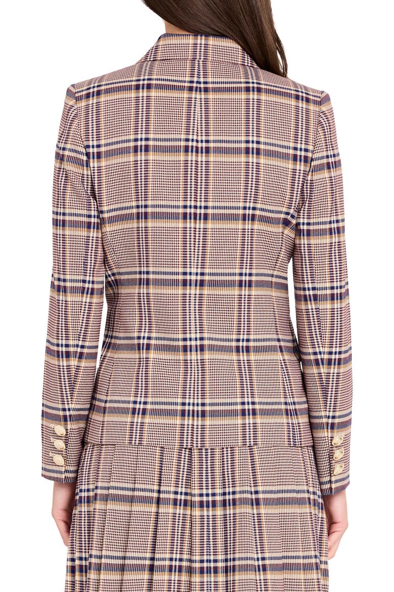 Plaid Double Breasted Blazer, Alternate, color, TAN PLUM