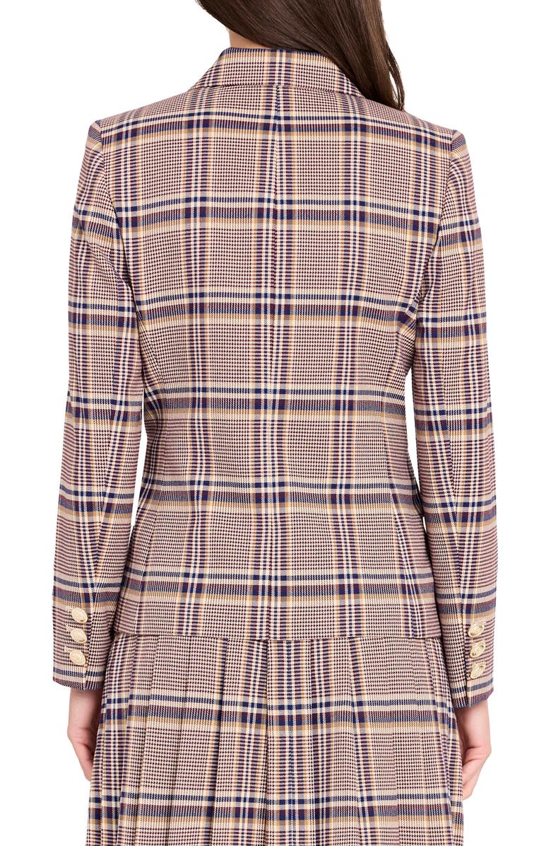 Tahari ASL Plaid Double Breasted Blazer, Alternate, color, Tan Plum