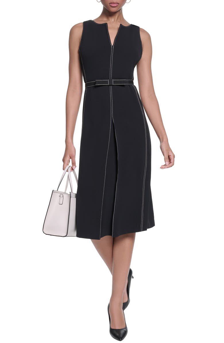 KARL LAGERFELD Sleeveless Scuba Crepe A-Line Dress, Alternate, color,