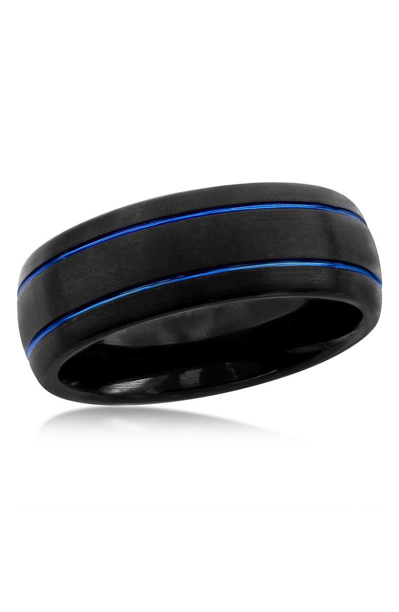 BLACKJACK Blue Striped Tungsten Eternity Band, Main, color,