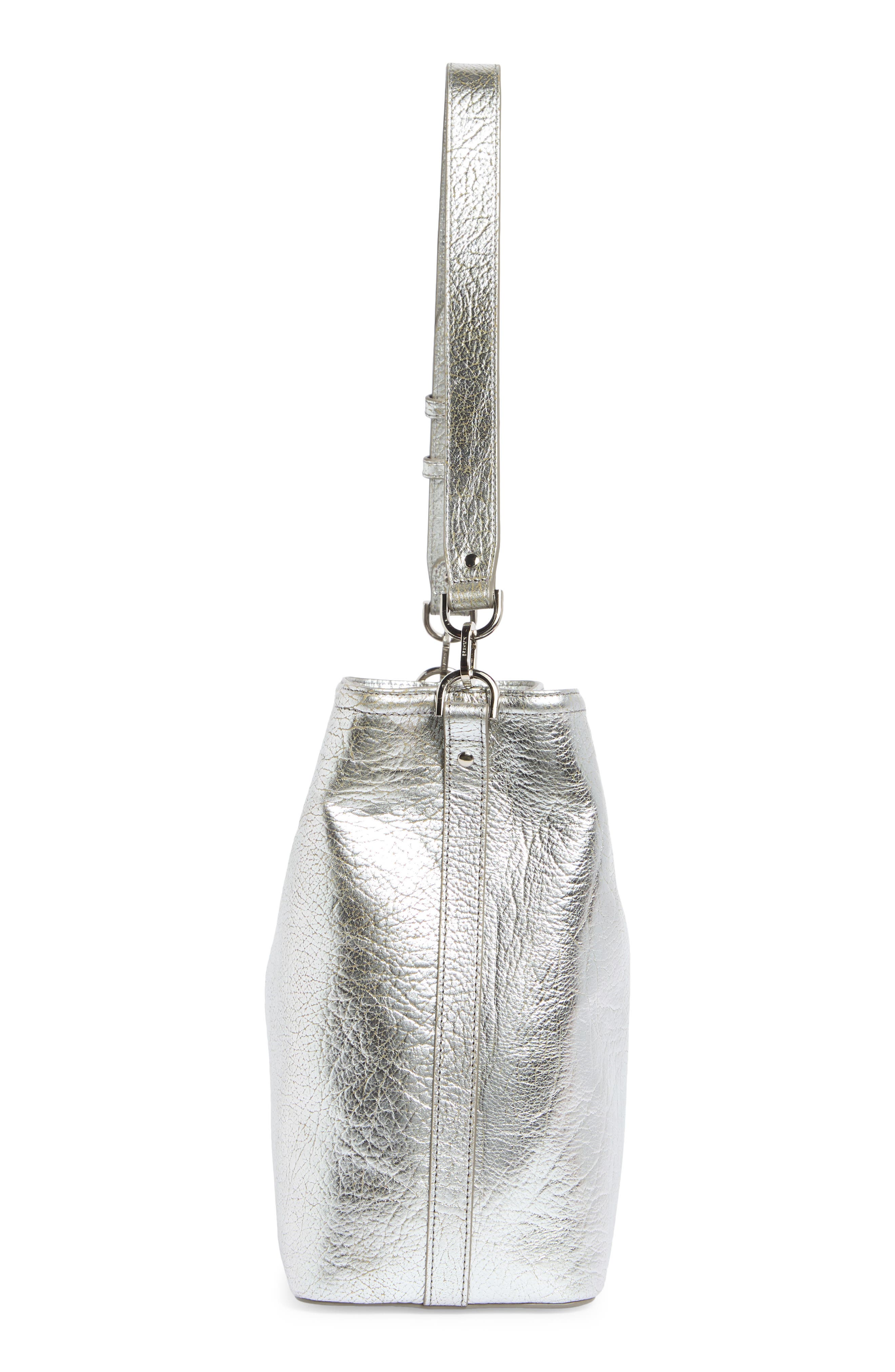 Celina Metallic Leather Bag, Alternate, color, SILVER DUCHESS