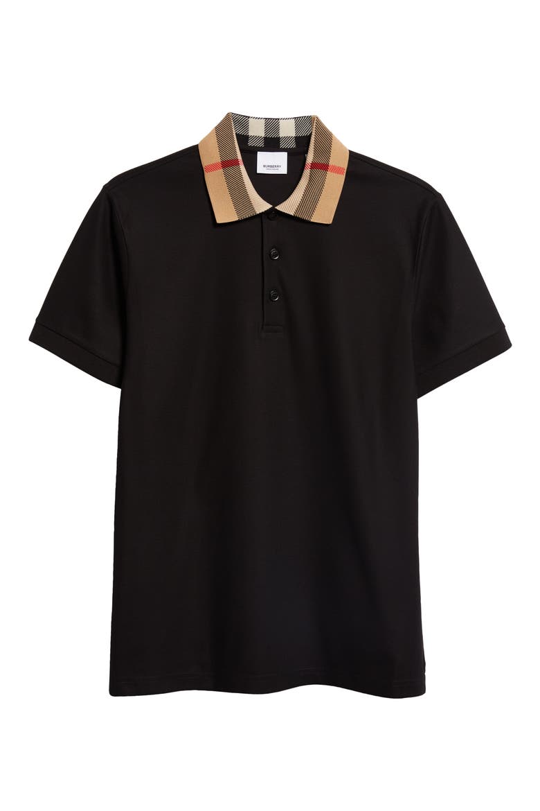 Cody Check Collar Cotton Piqué Polo, Alternate, color, BLACK