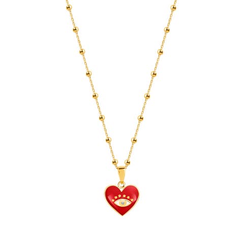 Steadfast Loyalty - Evil Eye Diamond Heart Charm Necklace