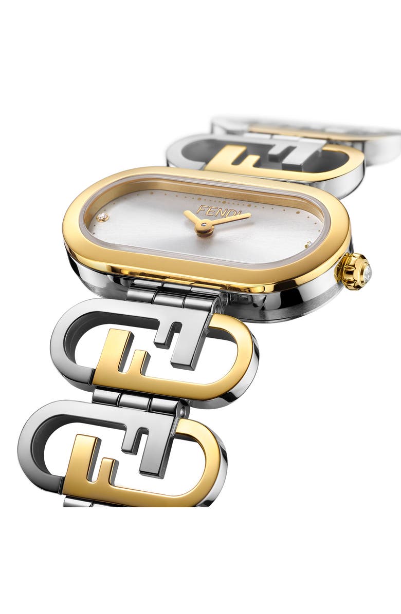 Fendi O'Lock Diamond Two-Tone Bracelet Watch, 28.3mm x 14.8mm, Alternate, color,