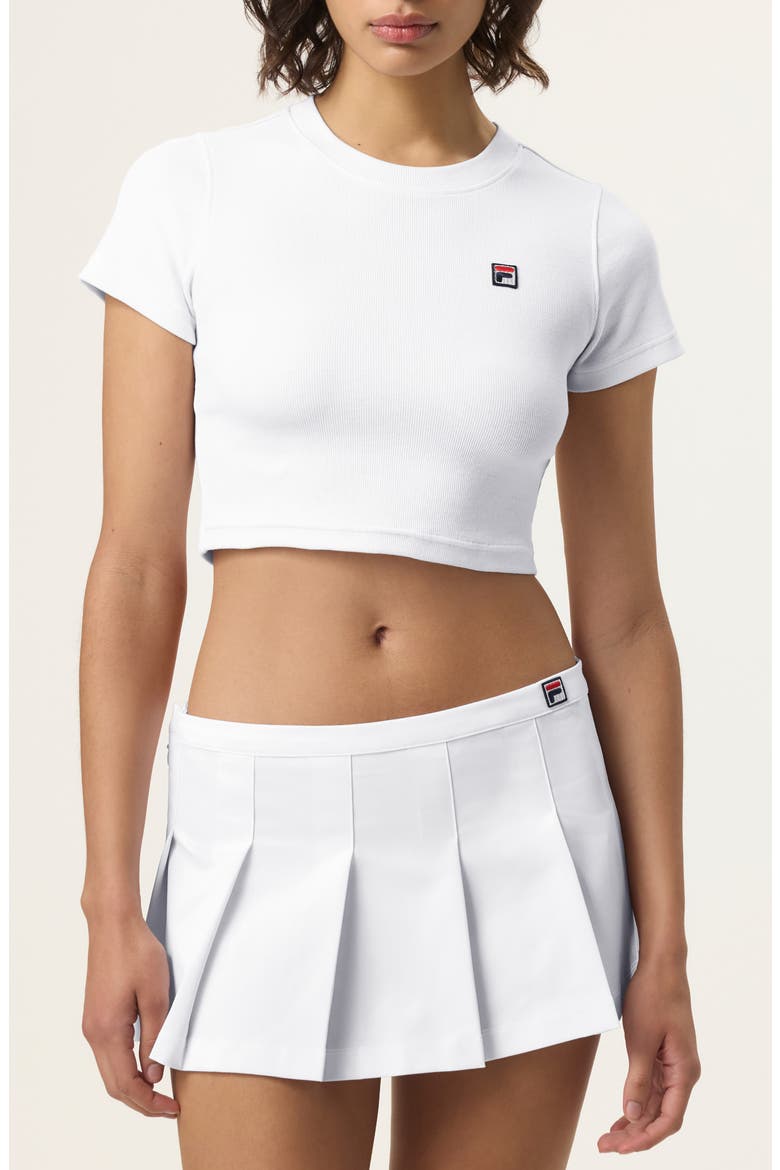 x Hailey Stretch Cotton Rib Baby Tee, Main, color, WHITE