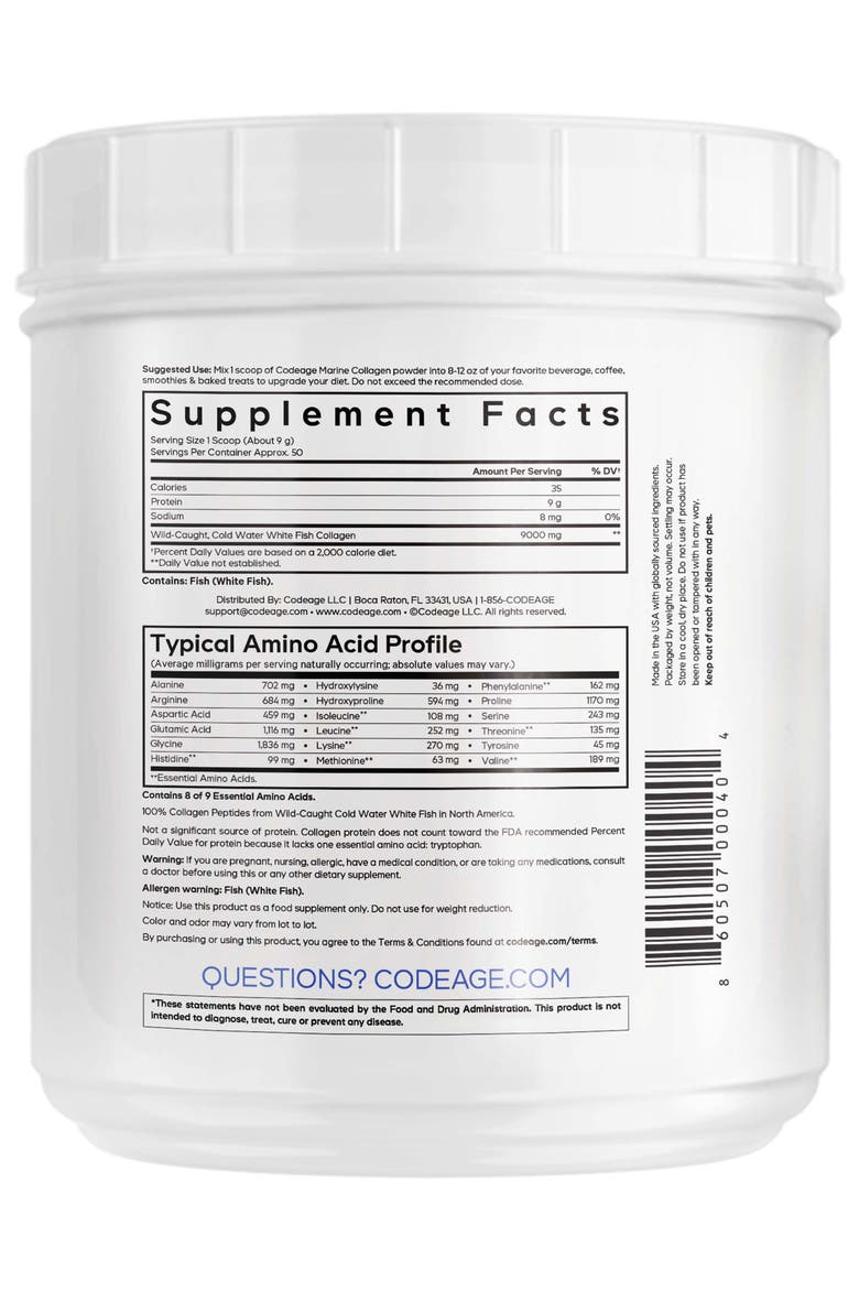 Marine Collagen Protein Powder Supplement, Alternate, color, White