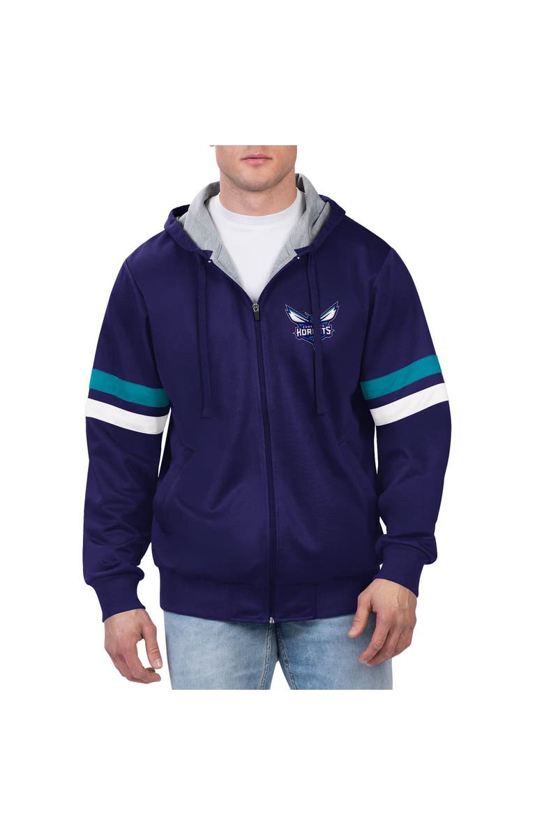 G-III SPORTS BY CARL BANKS Men's G-III Sports by Carl Banks Purple Charlotte Hornets Contender Full-Zip Hoodie Jacket, Main, color, Purple