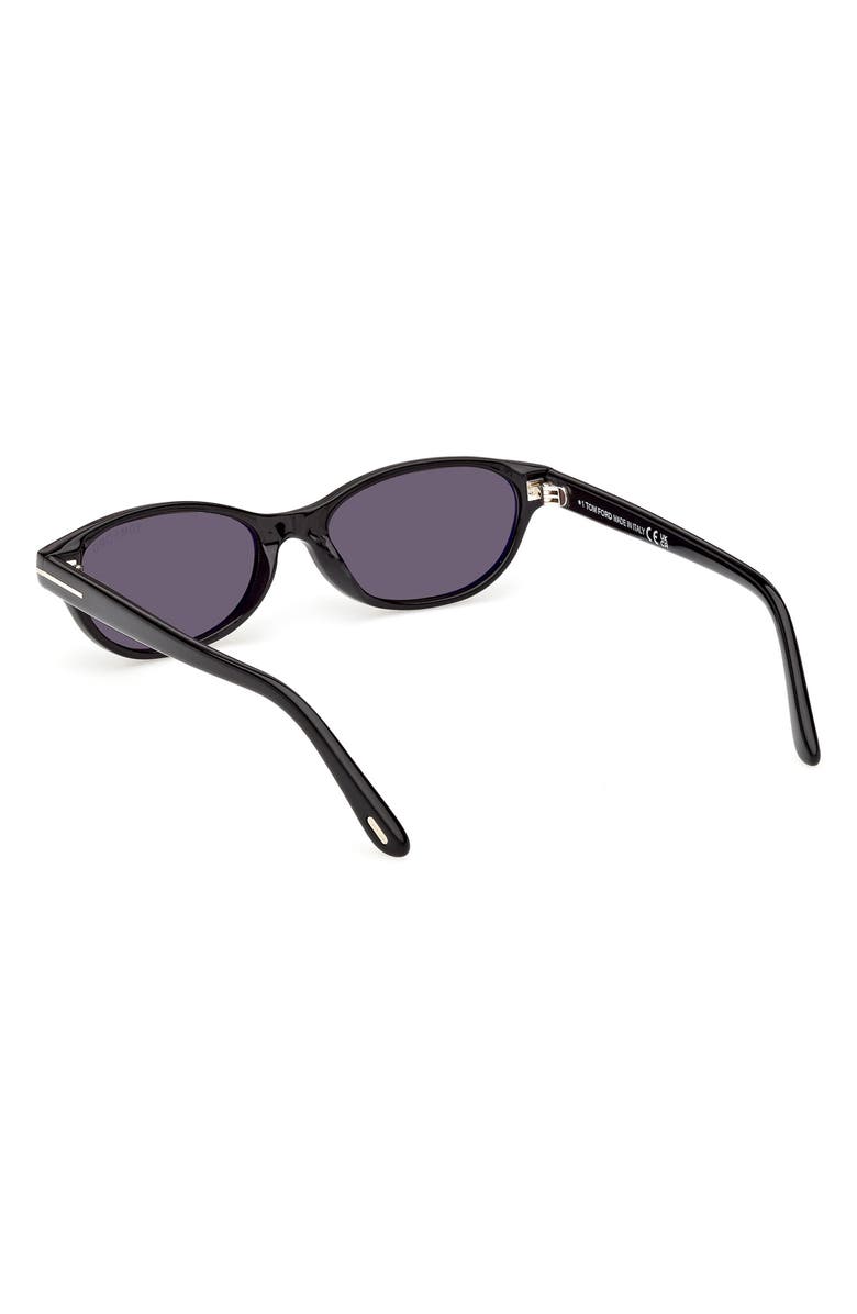 TOM FORD Chloe 52mm Oval Sunglasses, Alternate, color, Shiny Black / Smoke Lens