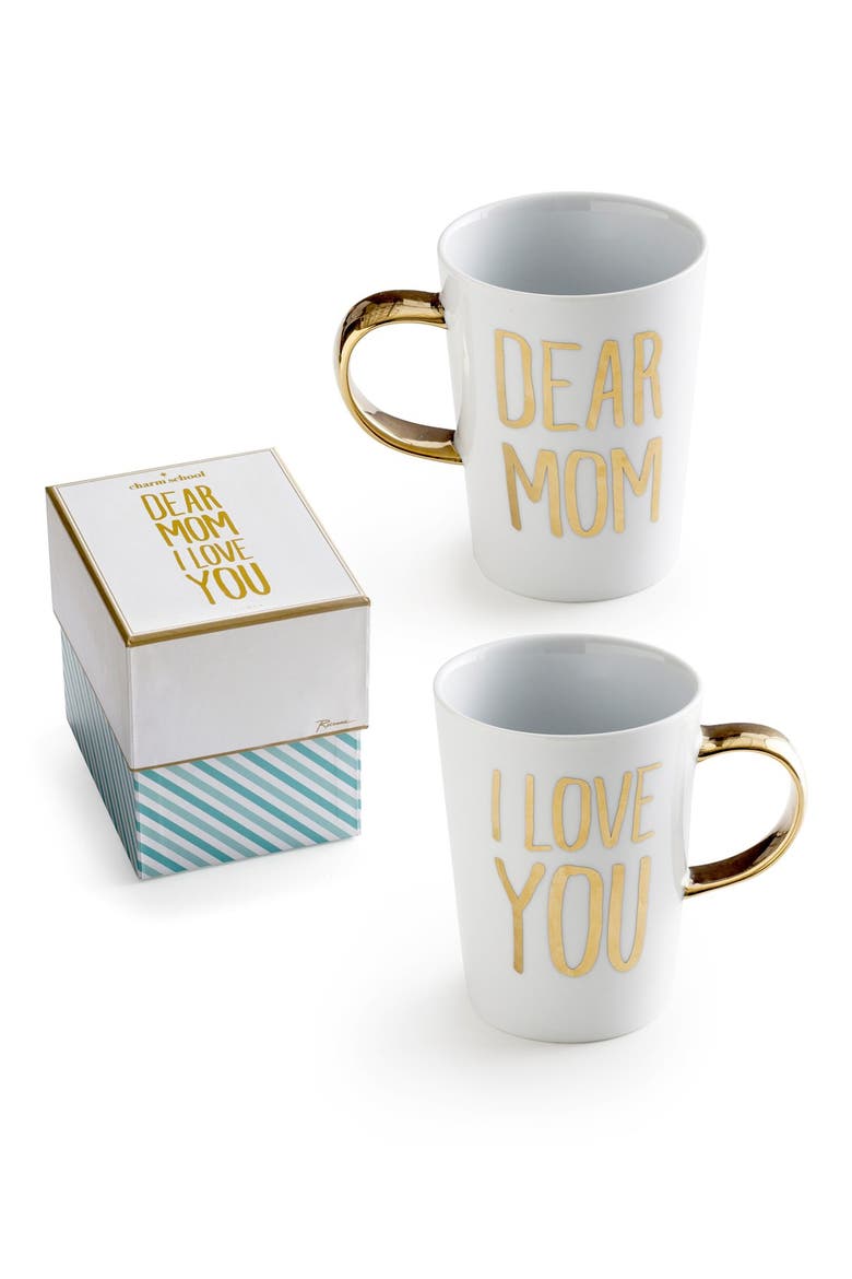 'Dear Mom I Love You' Porcelain Coffee Mug, Main, color, WHITE/ GOLD