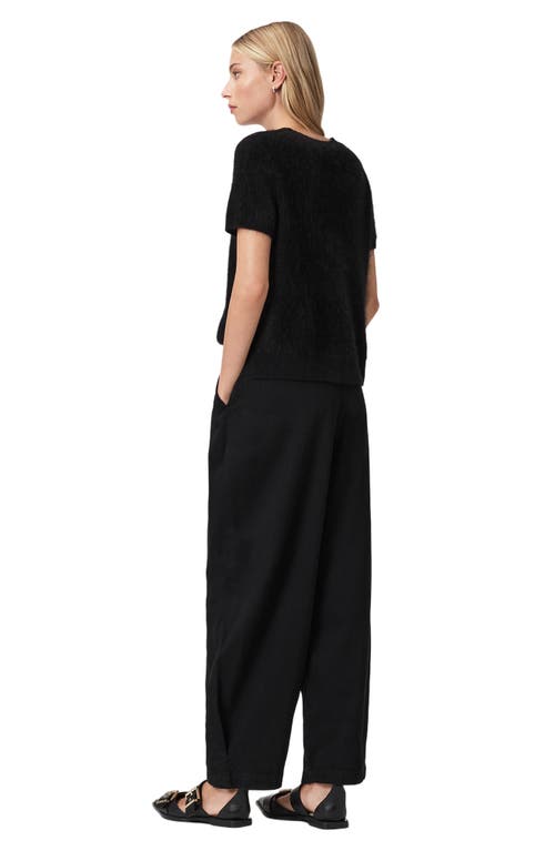 Allsaints Becca Pleated Barrel Leg Denim Jeans In Black