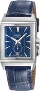 GEVRIL Time Square Swiss Automatic Leather Strap Watch, 31mm x 43mm