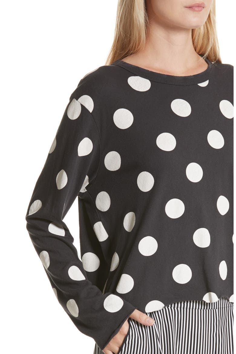 The Long Sleeve Crop Tee, Alternate, color, WASHED BLACK WHITE DOTS