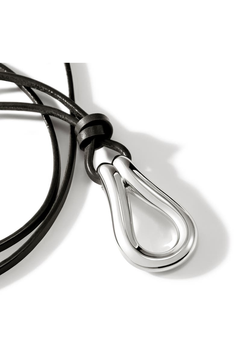 John Hardy Surf Link Pendant Leather Necklace, Alternate, color, Silver