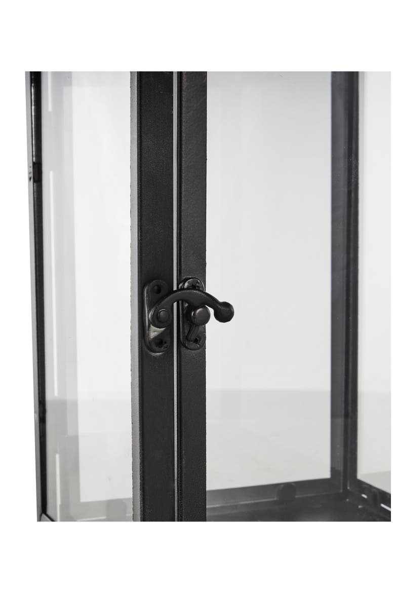 Black Metal Candle Lantern, Alternate, color, BLACK