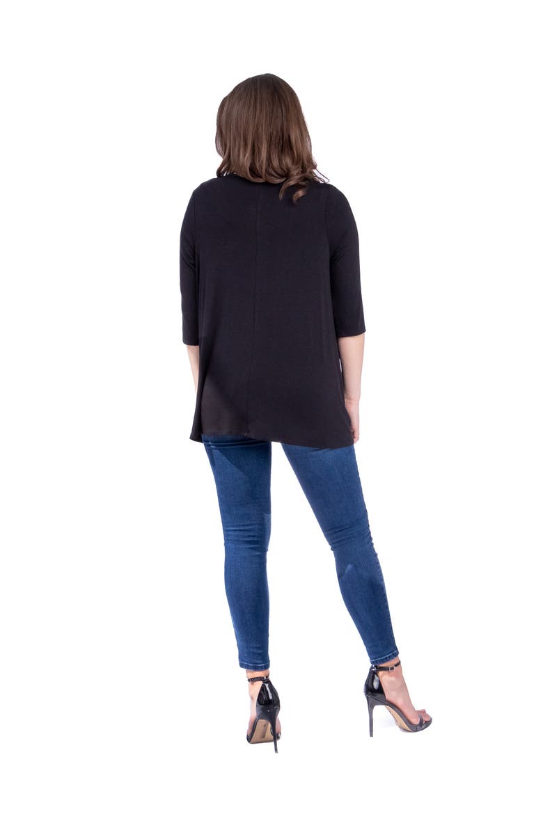 Petites Elbow Length Sleeve Open Cardigan, Alternate, color, Black