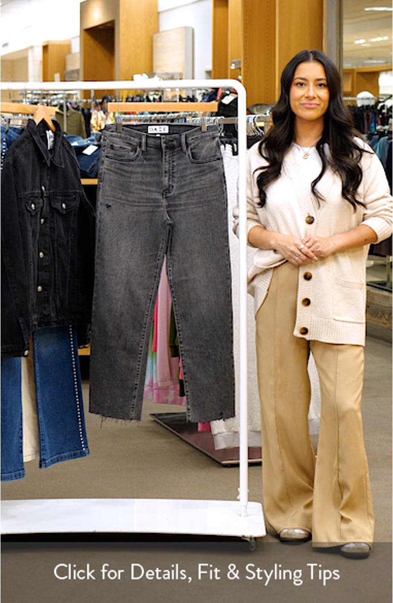 Straight Up Raw Hem High Waist Ankle Straight Leg Jeans, sales video thumbnail