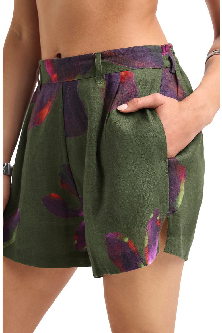 The Getaway Linen Cover-Up Shorts, Alternate, color, WATERCOLOR ORCHID