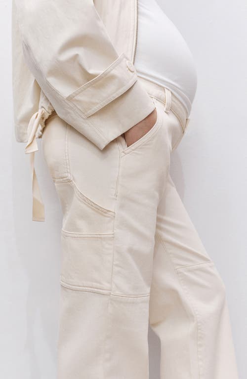 Mango Wide Leg Leg Maternity Jeans In Off White