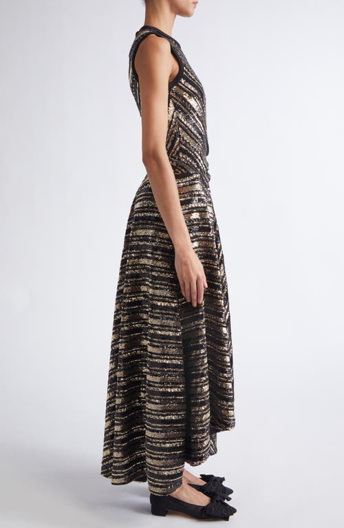 Giambattista Valli Sequin Stripe Asymmetric Midi Dress In Multi