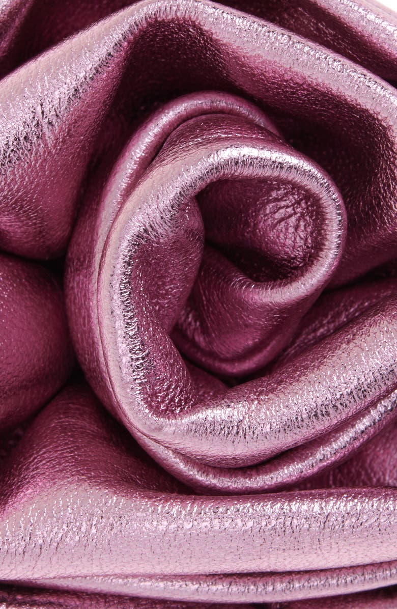 Sandy Liang Corsage Metallic Leather Ponytail Holder, Alternate, color, 