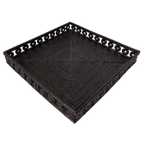 Artifacts Rattan Inna Design Square Tray With Glass Insert