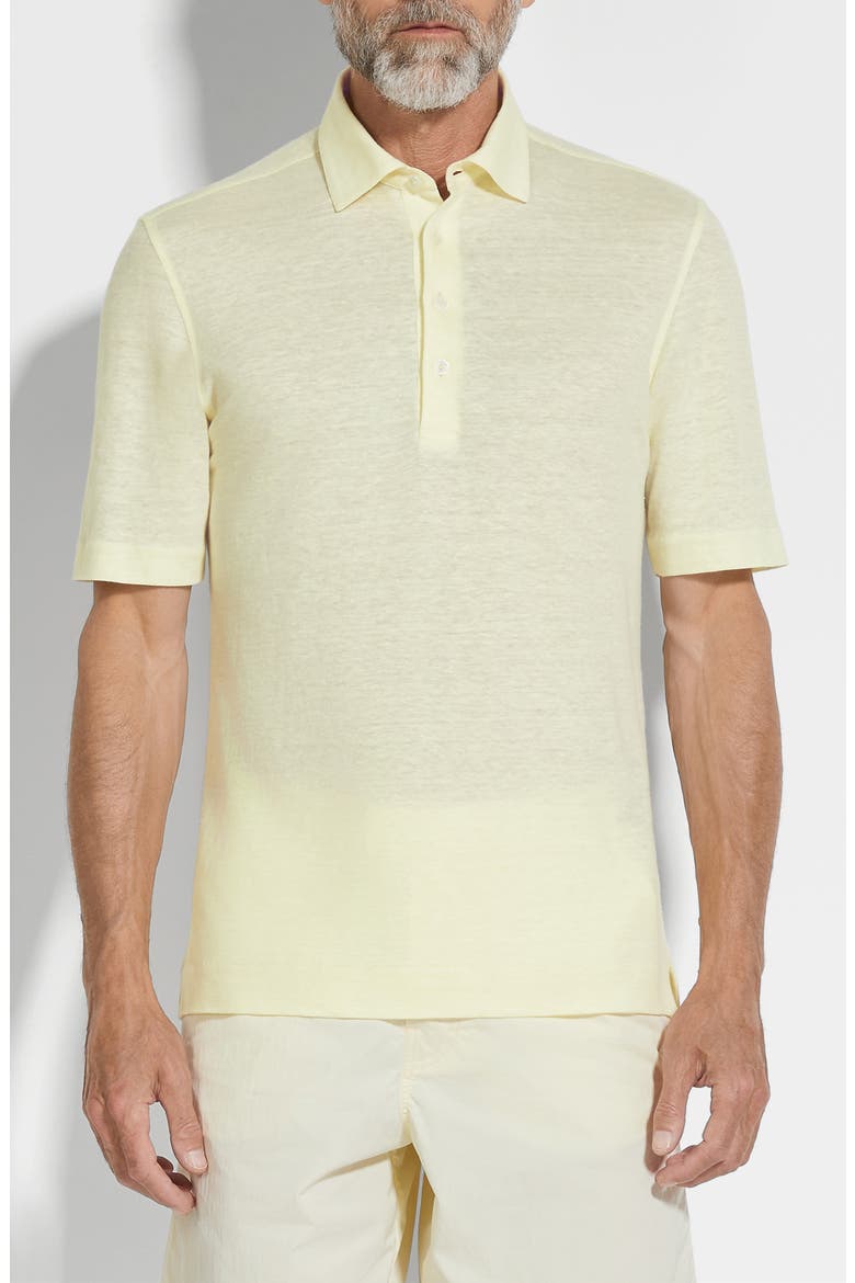 Linen Polo, Main, color, LIGHT YELLOW SOLID