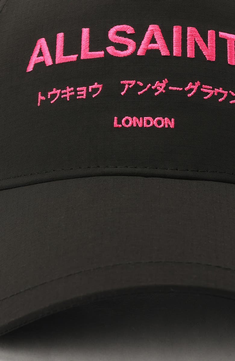 AllSaints Underground Logo Baseball Cap, Alternate, color, Black