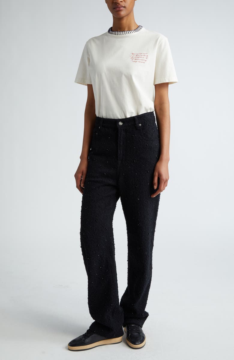 Golden Goose Whipstitch Logo Embroidered Cotton Blend T-Shirt, Alternate, color, Heritage White/ Blue/ Red