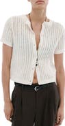 MANGO Open Stitch Short Sleeve Cardigan